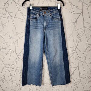 GAP 2 Tone Stretch Denim High Rise Wide Leg Crop Jeans